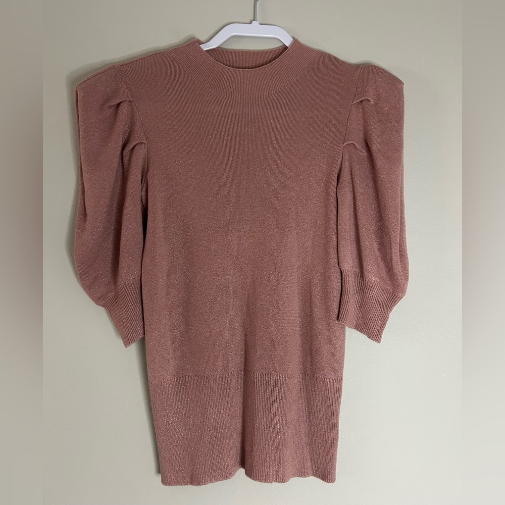 Mystree Rose Mauve Puff Sleeve Knit Top